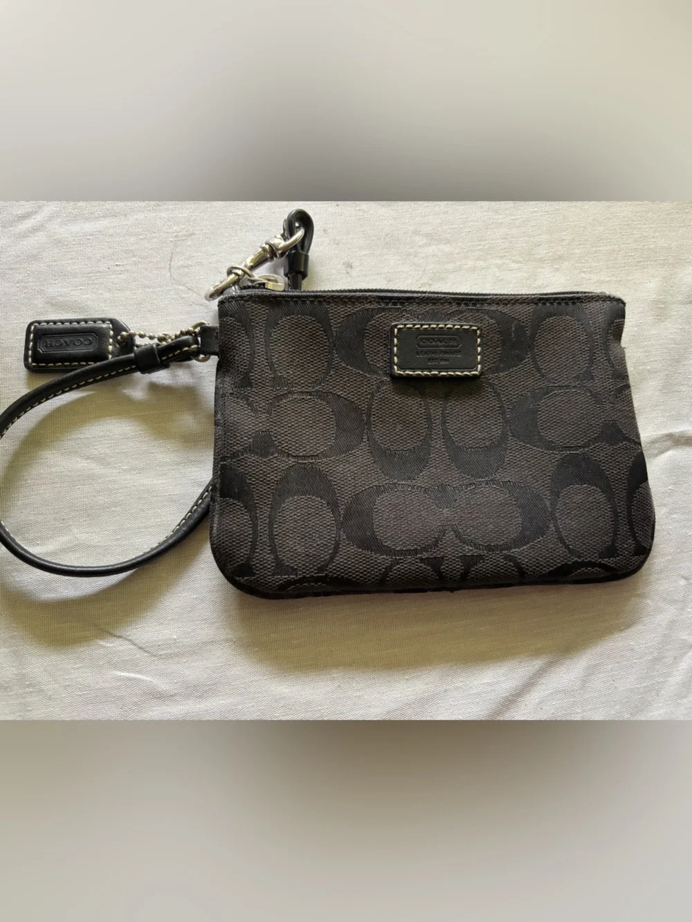 Coach Black/Brown Signature Canvas Wristlet